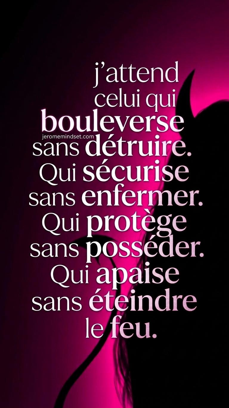 J'attends celui qui bouleverse sans détruire, qui sécurise sans enfermer, qui protège sans posséder, qui apaise sans éteindre le feu — jeromemindset.com