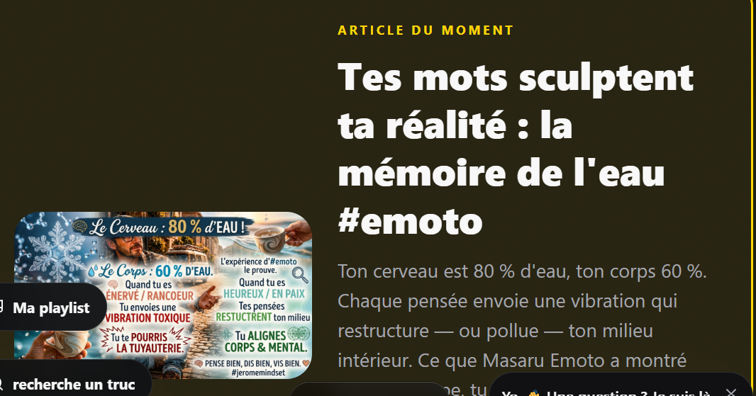 Article du moment — Tes mots sculptent ta réalité : la mémoire de l’eau #emoto