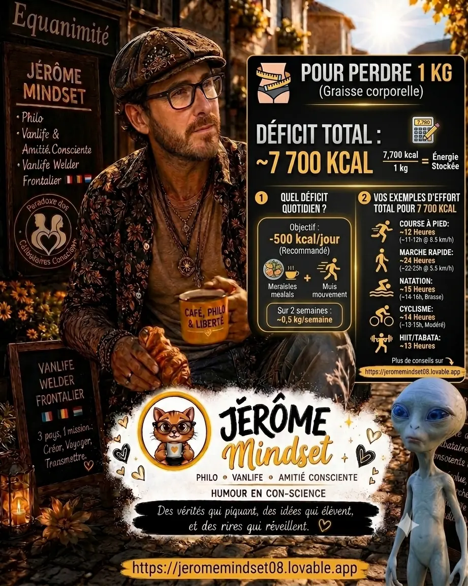 Pour perdre 1 kg : déficit total de 7 700 kcal — Tabata, HIIT et WOD par Jérôme Mindset